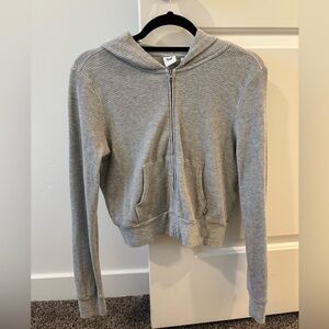 Aritzia TNA Heather Gray Zip-Up Sweater